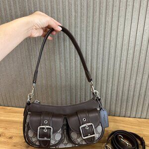 COACH Ashton Baguette Classic Canvas Bag, Tan/Natural, New Arrivalat CY700 Outle